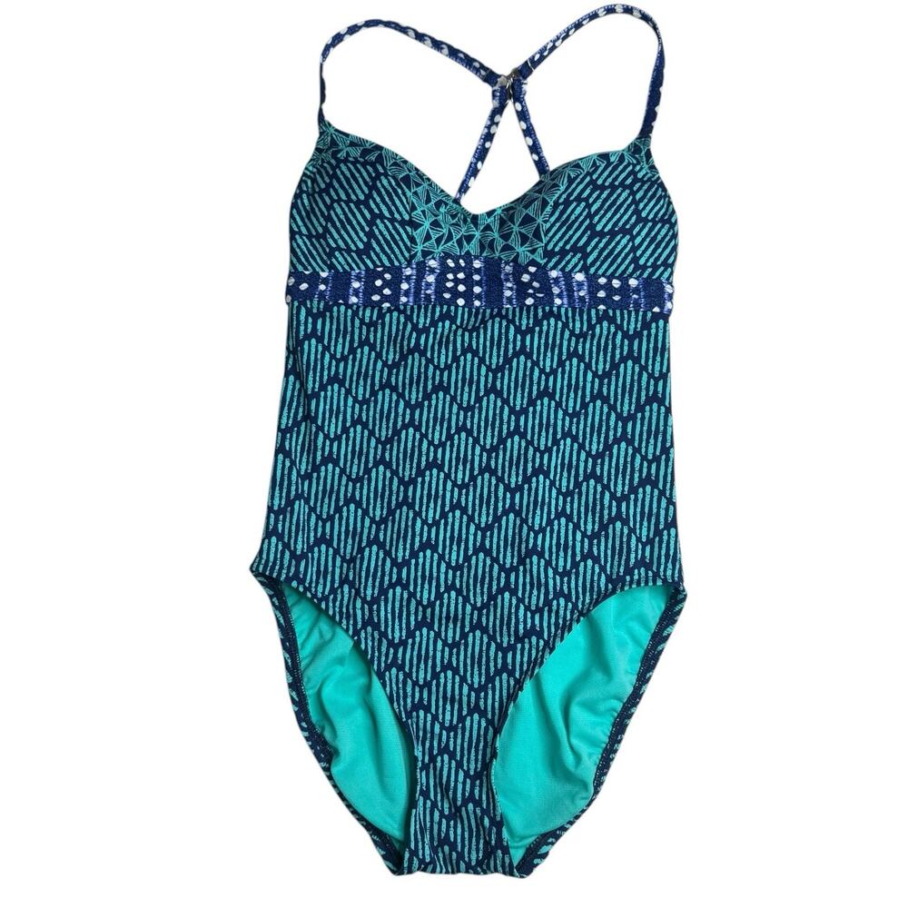 Title Nine Women Small Blue Teal One piece Swimsuit bathing suit